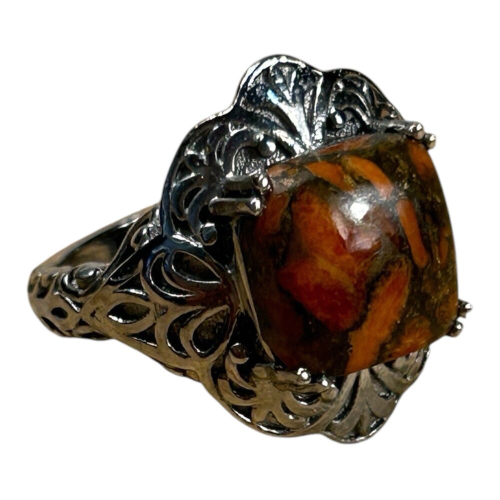 Mookaite Jasper Ornate Filigree Ring Karis STS Size 8